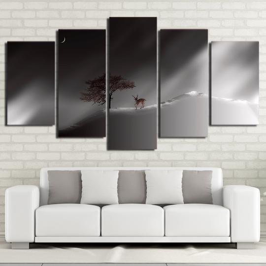 Deer With Cherry Blossoms Painting – Aniaml Canvas Wall Art