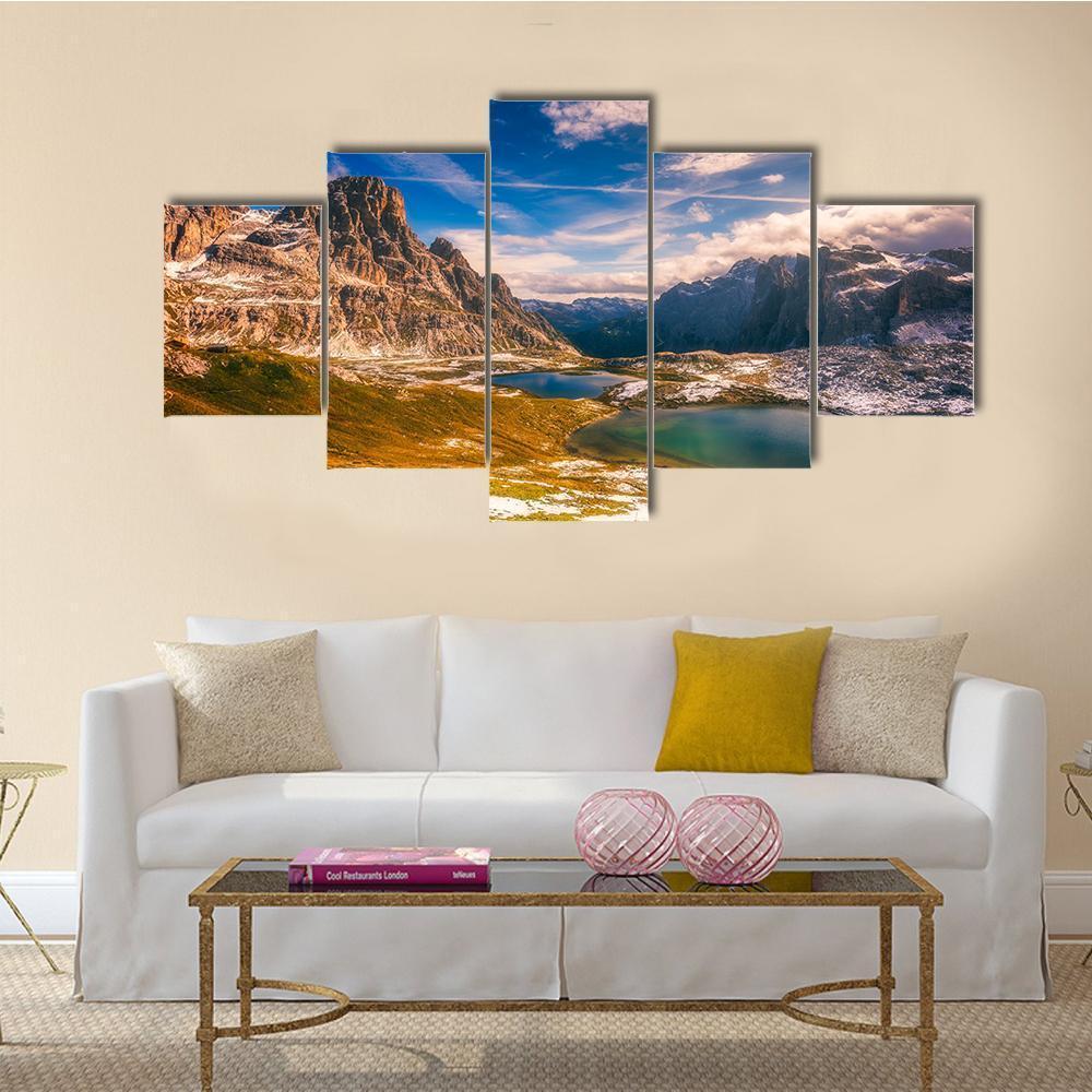 Del Piani Lakes With Mountain – Nature Canvas Wall Art