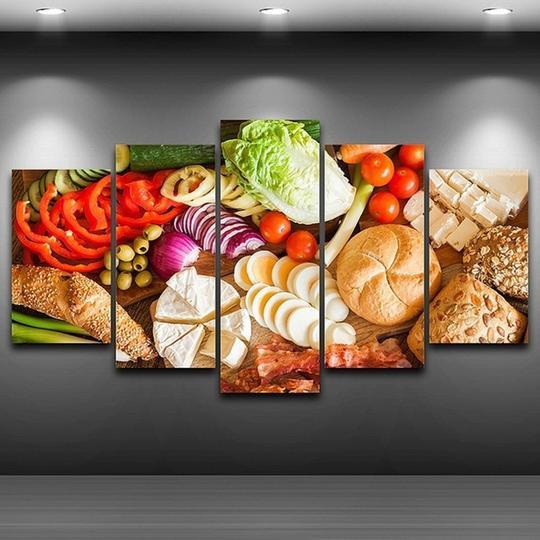 Deli Meat Cheese Bread Vegetables – Nature Canvas Wall Art