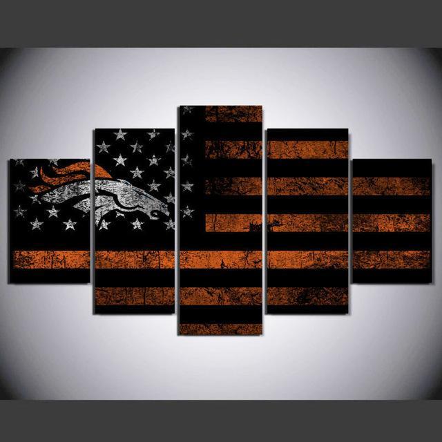 Denver Broncos American Flag – Abstract Canvas Wall Art