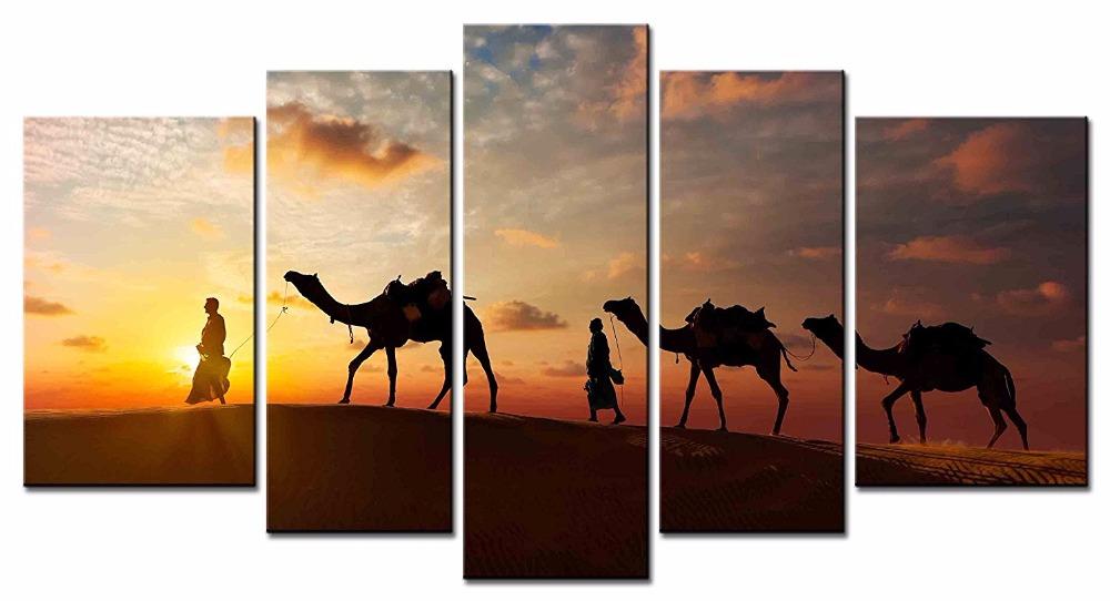 Desert Camel Landscape – Nature Canvas Wall Art