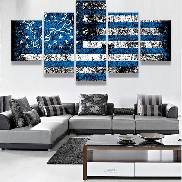 Detroit Lions American Flag – Abstract Canvas Wall Art