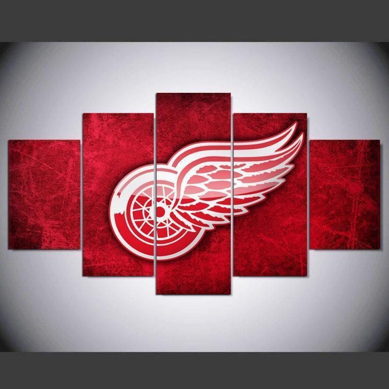 Detroit Red Wings Logo NHL Ice Hockey – Canvas Wall Art