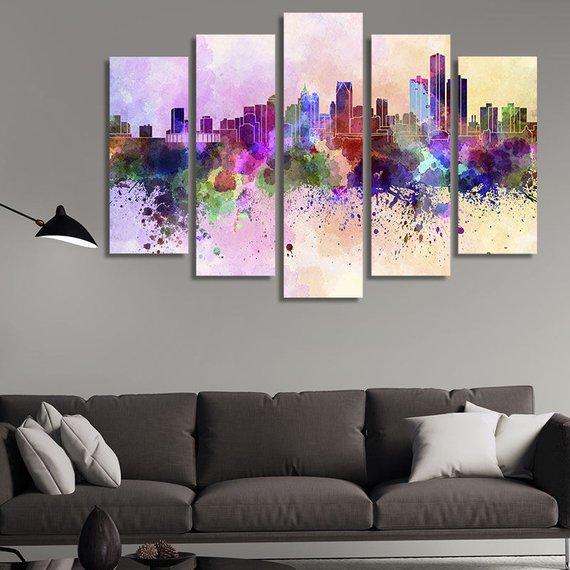 Detroit Skyline – Abstract Canvas Wall Art