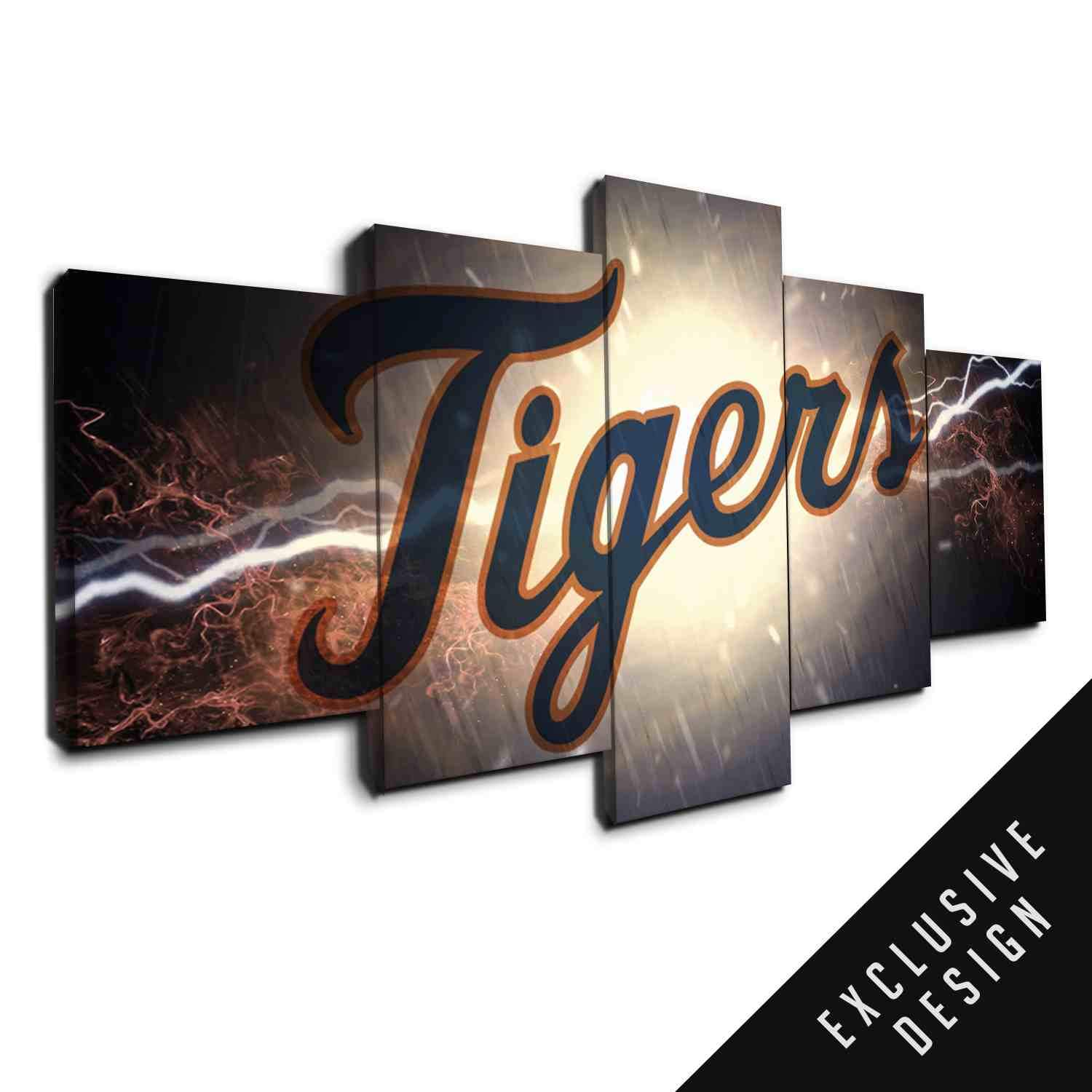 Detroit Tigers Sports Team Thunderbolt – Sport Canvas Wall Art
