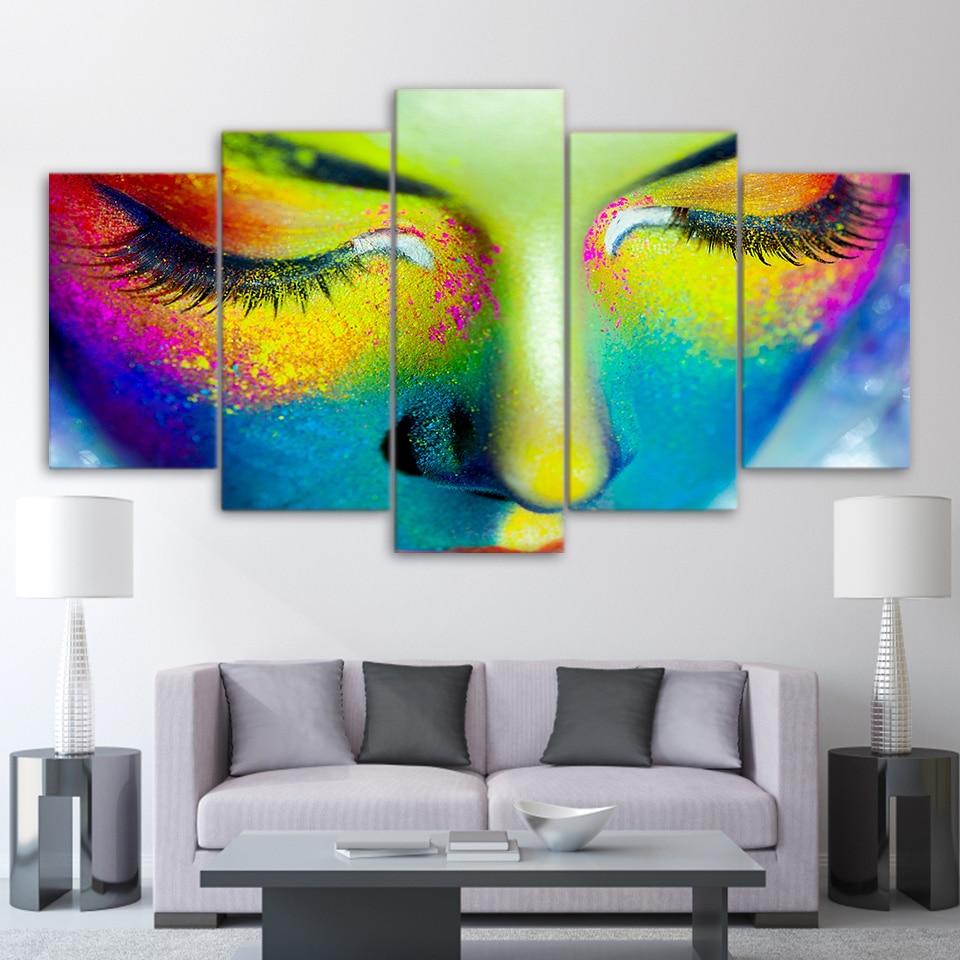 Devushka Kraski Zakrytye Glaza – Abstract Canvas Wall Art