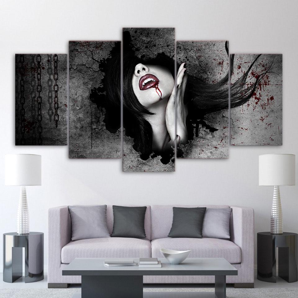 Devushka Vampir Lico Krov – Abstract Canvas Wall Art