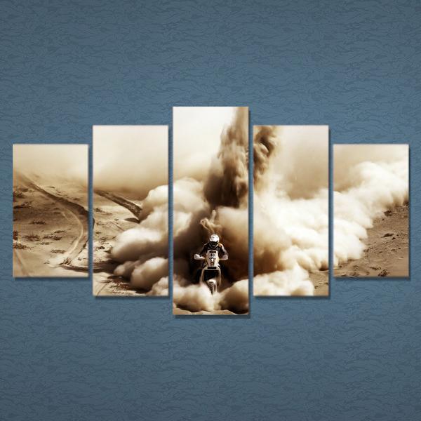 Dirt Bike In The Desert – Sport Canvas Wall Art