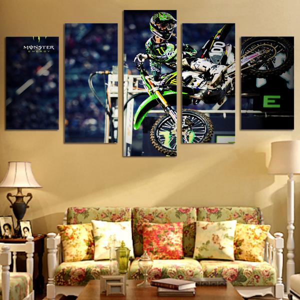 Dirtbike Racing Monster Motogp Motorcycle Racers – Sport Canvas Wall Art