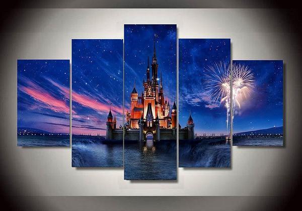 Disney Castle Scenery Cartoon Canvas Wall Art