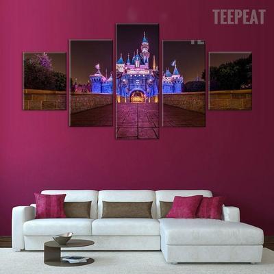 Disney Castle At Night Time Cartoon – Canvas Wall Art