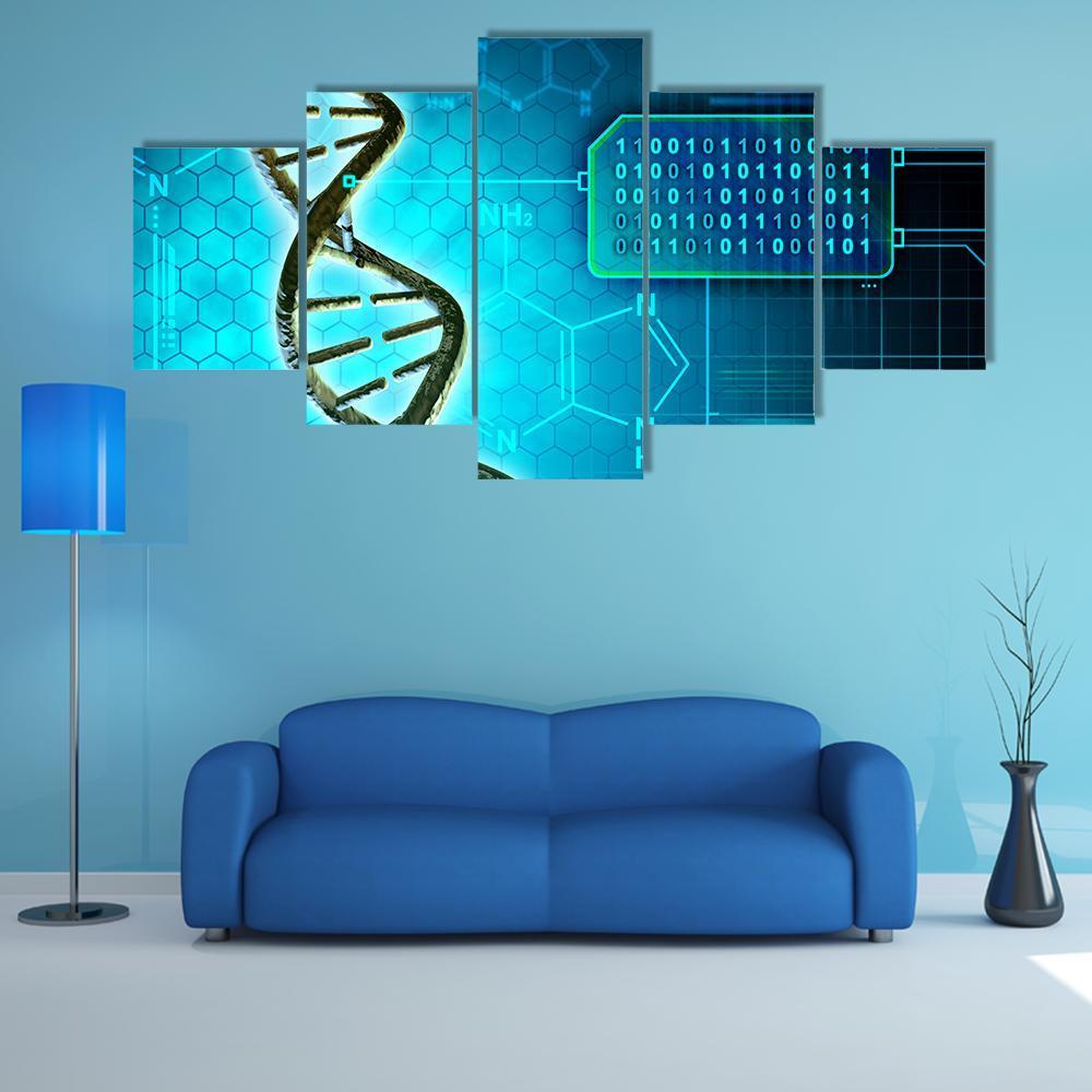 Dna Structure Converted Into Binary Code – Abstract Canvas Wall Art