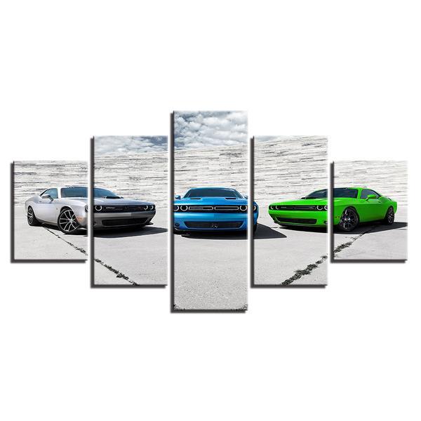 Dodge Challenger B5 Blue Sublime Green Billet Silver Rt Srt – Automative Canvas Wall Art