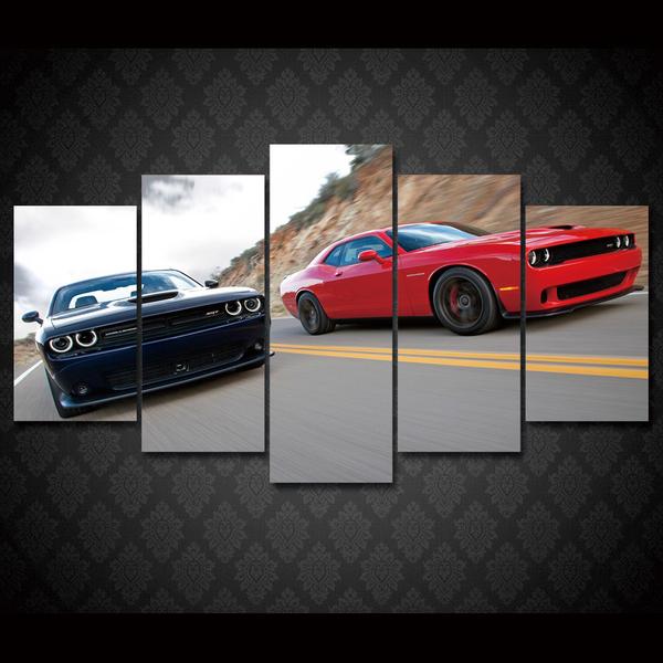 Dodge Challenger Red Black Road Srt Rt – Automative Canvas Wall Art
