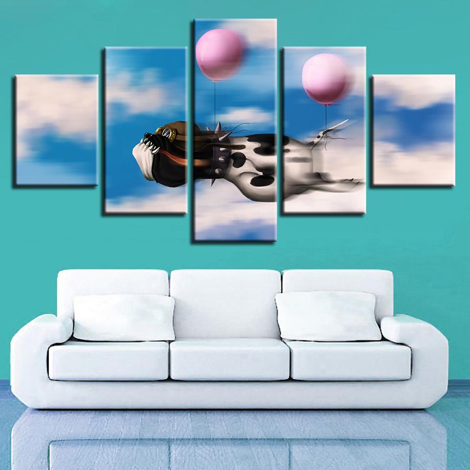 Dog And Balloons – Animal Canvas Wall Art