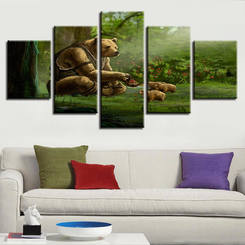 Dog Bear Family – Animal Canvas Wall Art