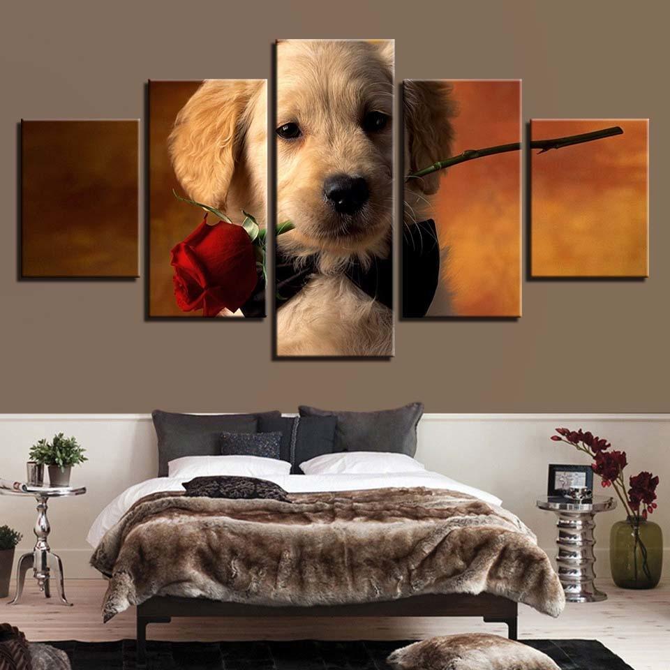 Dog Flowers – Animal Canvas Wall Art