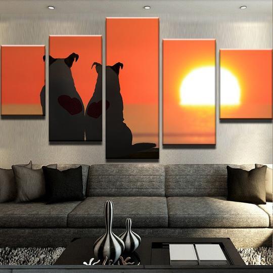 Dogs Watching The Sunset – Animal Canvas Wall Art