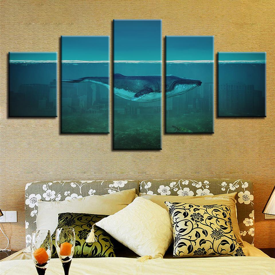 Dolphin In The Sea Bed Swim – Animal Canvas Wall Art