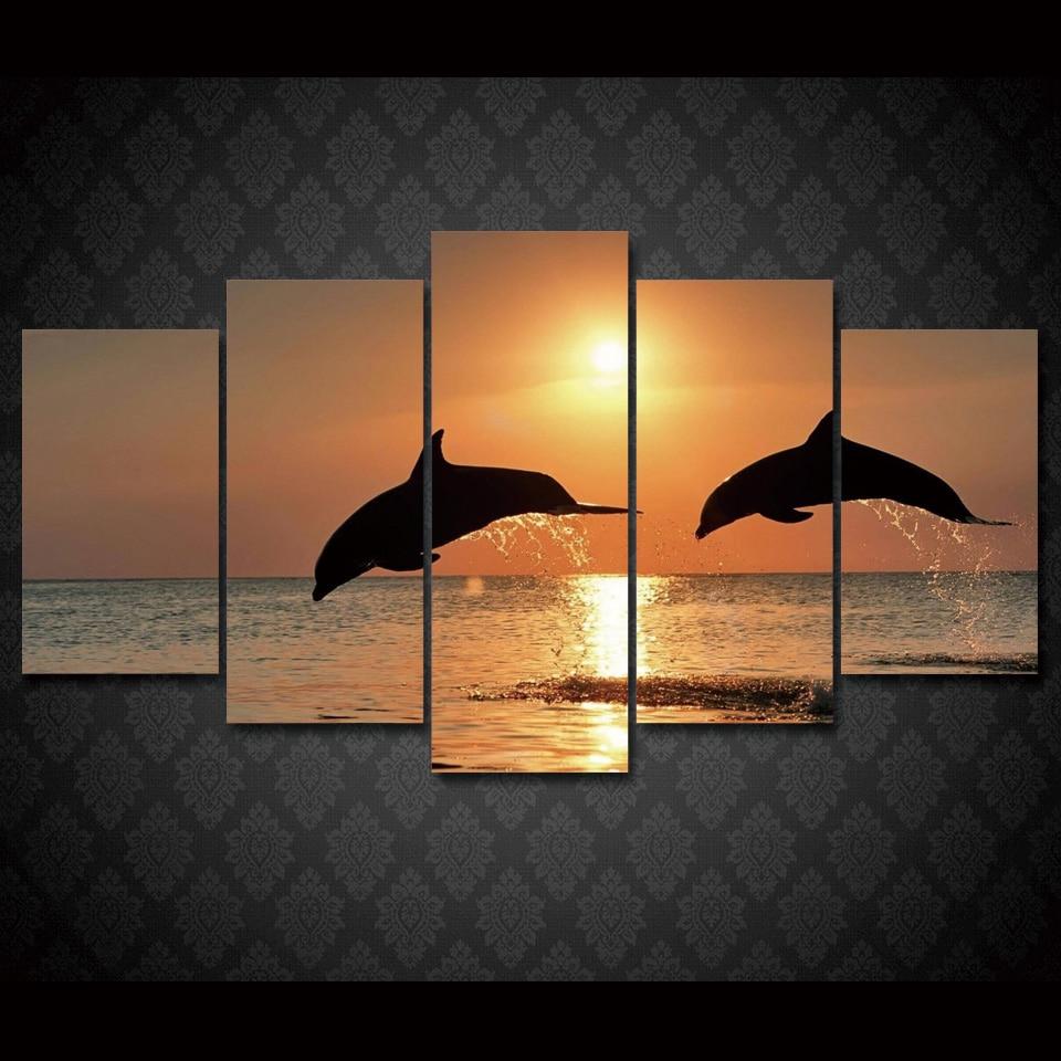 Dolphin Ocean Seascape – Animal Canvas Wall Art