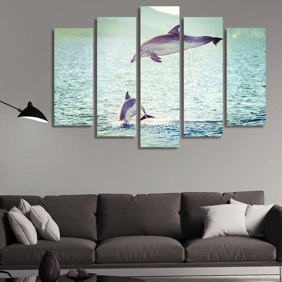 Dolphin On The Sea – Animal Canvas Wall Art