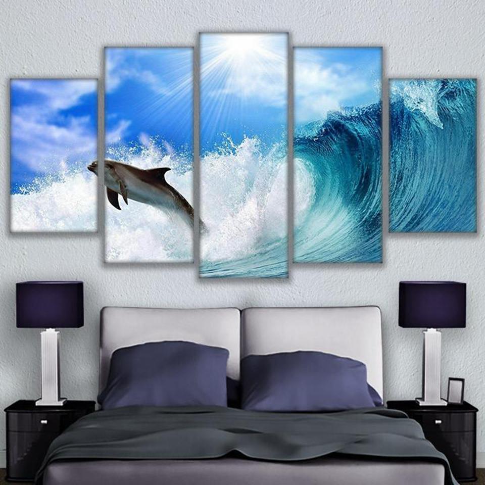 Dolphin On The Wave – Animal Canvas Wall Art