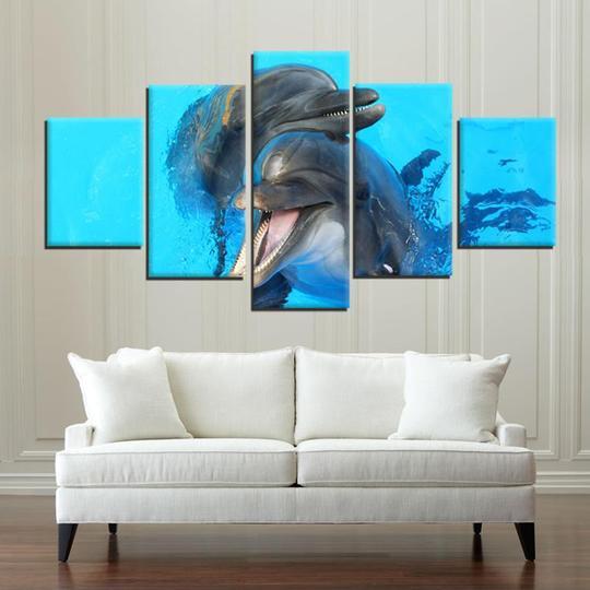 Dolphins Smiling And Laughing – Animal Canvas Wall Art
