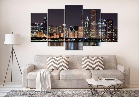 Downtown Chicago Lake Michigan – Nature Canvas Wall Art