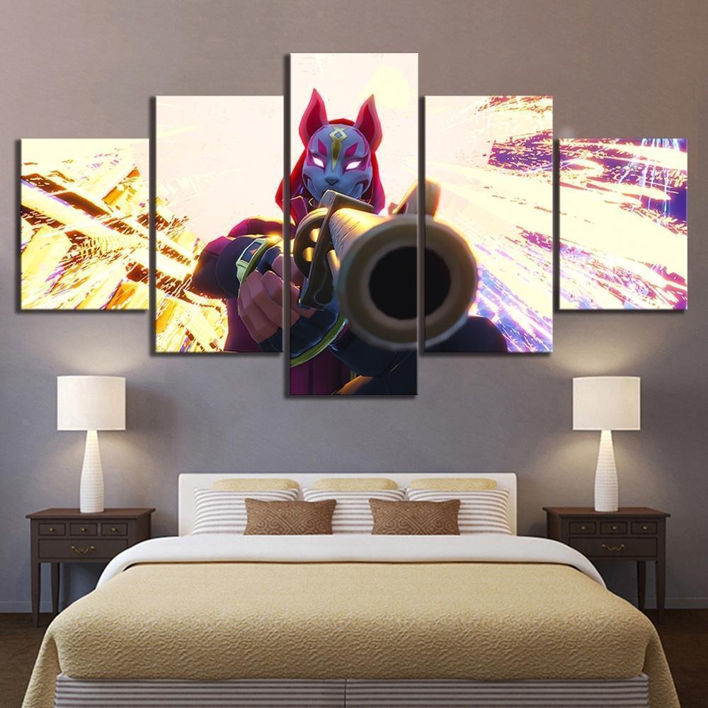 Drift Kitsune Mask Fortnite Gaming Canvas Wall Art