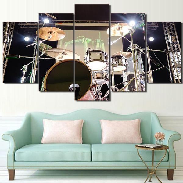 Drum Music Instrument Stage Light Music Canvas Wall Art