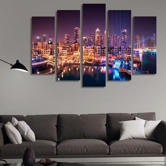 Dubai Downtown At Night – Nature Canvas Wall Art