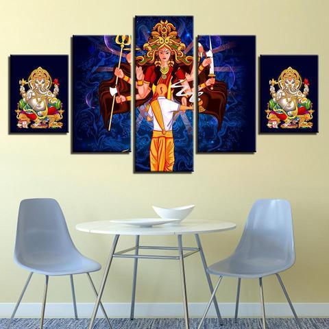 Durga &Amp; Ganesha – Religion Canvas Wall Art
