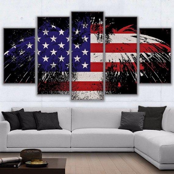 Eagle American Flag 02 – Abstract Canvas Wall Art