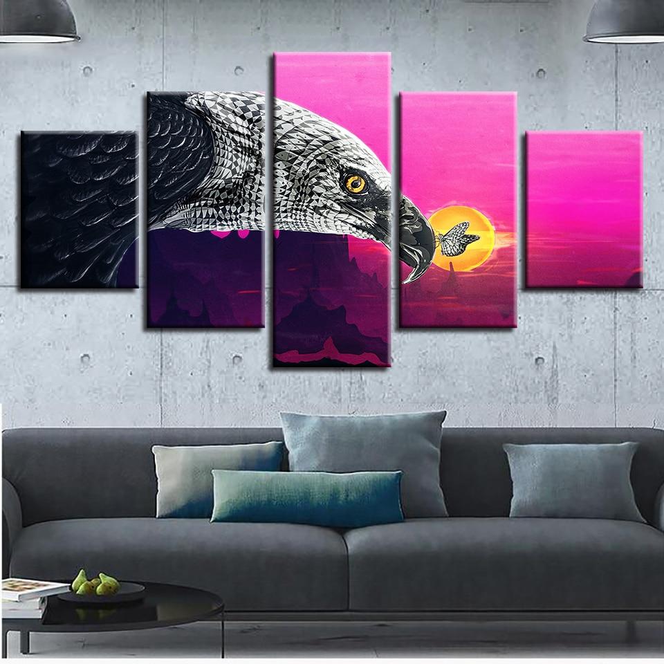 Eagles And Butterflies Sunset – Animal Canvas Wall Art