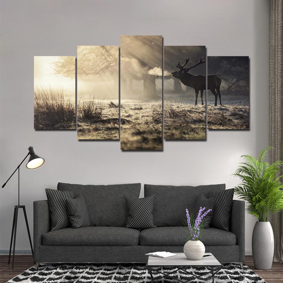Early Morning Deer – Animal Canvas Wall Art