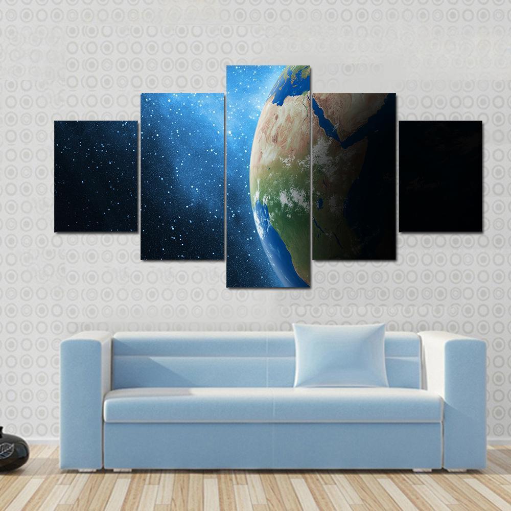 Earth And Milky Way Galaxy – Space Canvas Wall Art