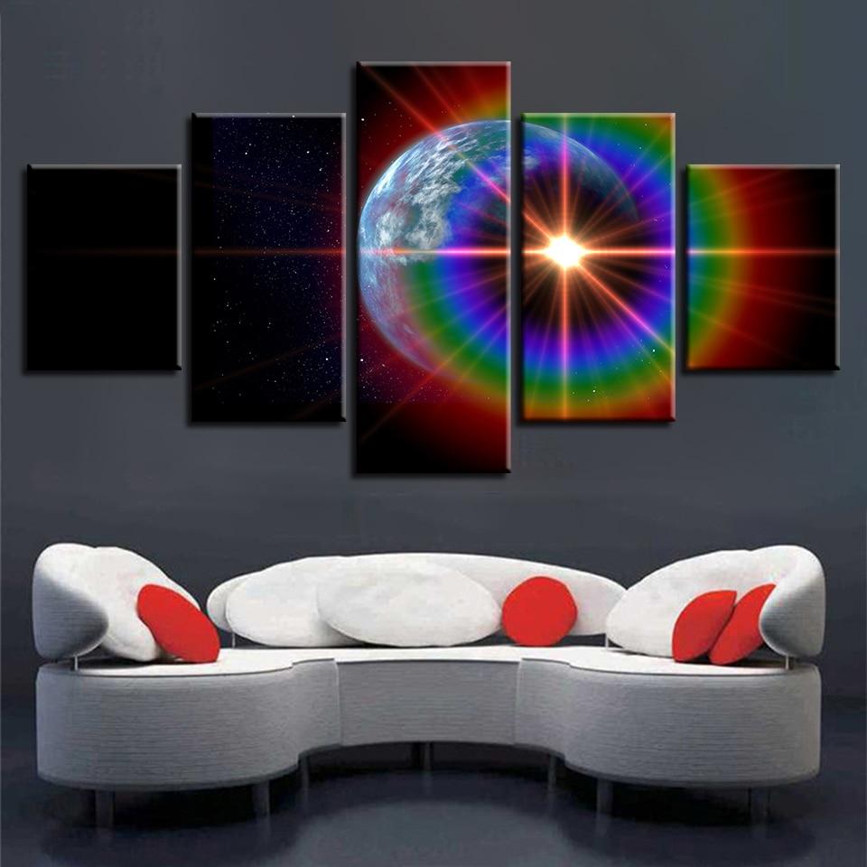 Earth Planet Sunshine Rainbows – Space Canvas Wall Art