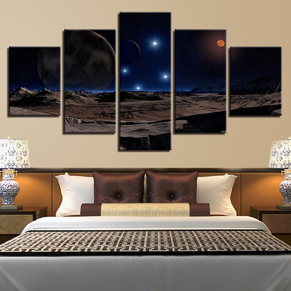 Earth Planets And Mountain – Space Canvas Wall Art