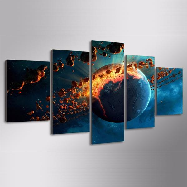 Earth Universe Explosion Spark – Space Canvas Wall Art