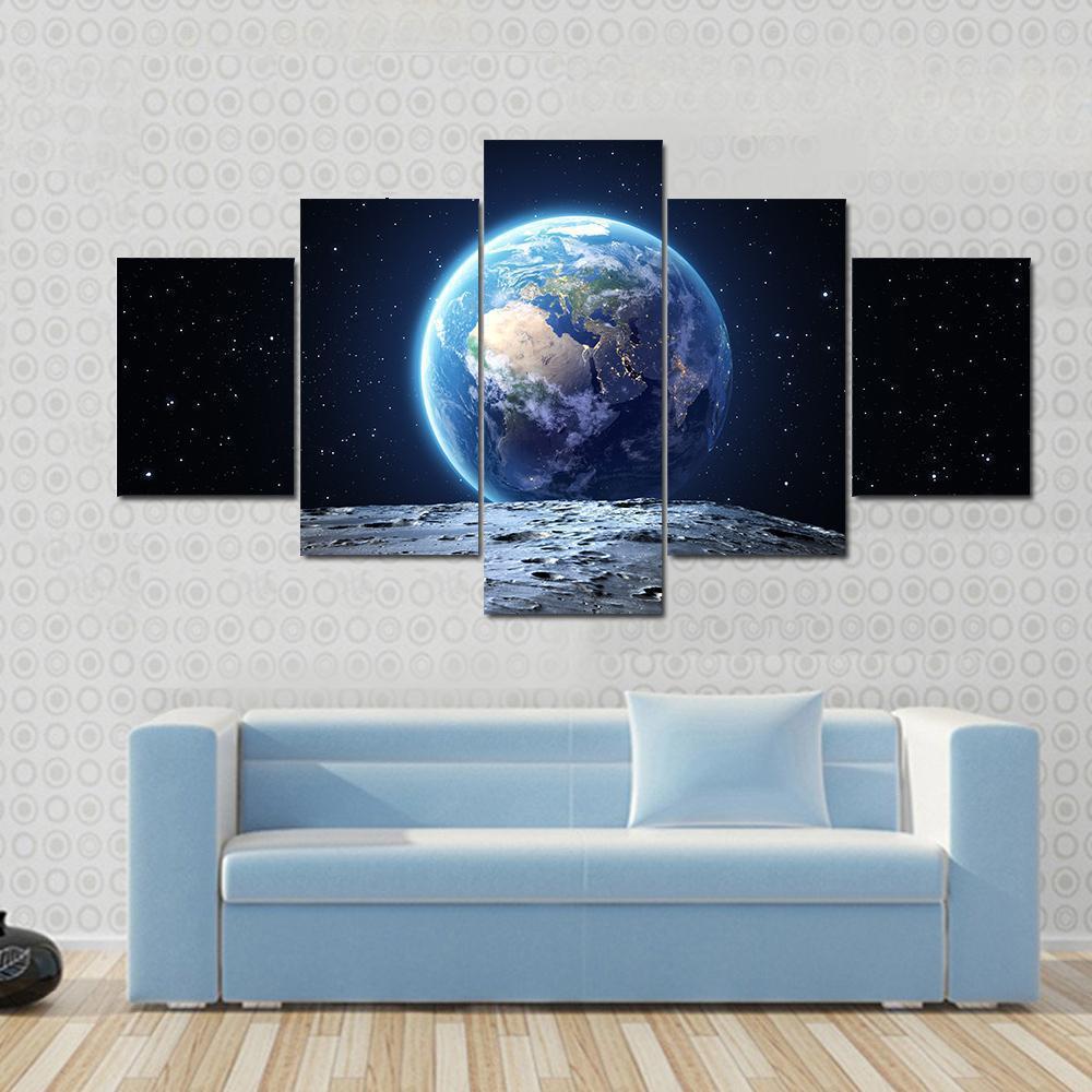 Earth View From Asteroid In Space – Space Canvas Wall Art