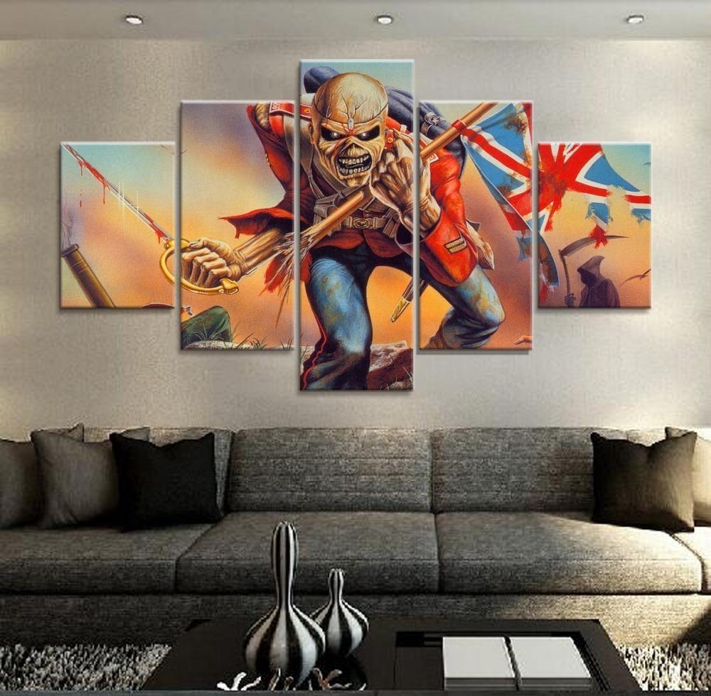 Eddie The Trooper Iron Maiden Flag Abstract Canvas Wall Art