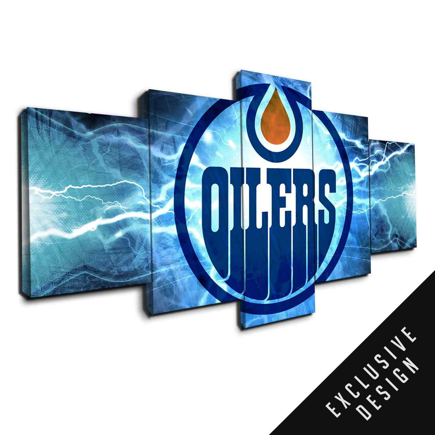 Edmonton Oilers NHL Team Thunderbolt – Sport Canvas Wall Art