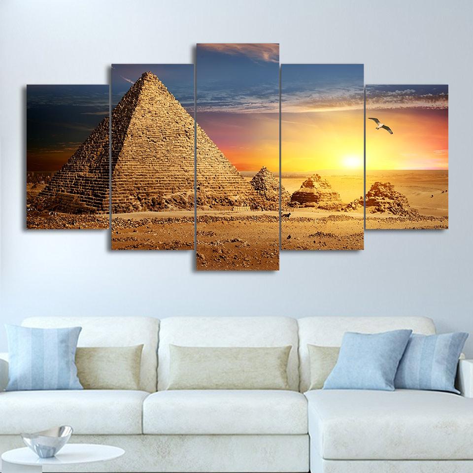 Egyptian Pyramid Painting Sunset – Pyramid Canvas Wall Art