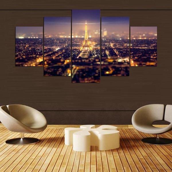 Eiffel Tower And Wonderful City Lights Of Paris – Nature Canvas Wall Art