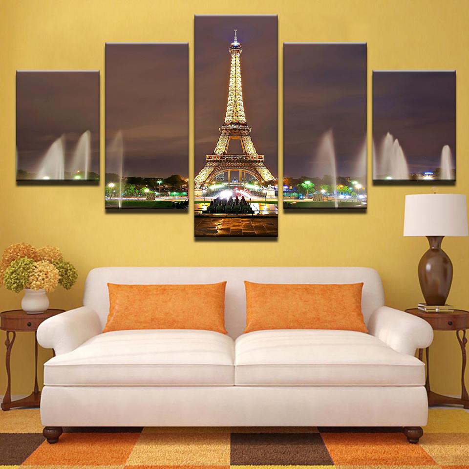 Eiffel Tower Fountain Night – Nature Canvas Wall Art