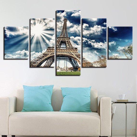 Eiffel Tower Paris Abstract Sunrise Landscape – Nature Canvas Wall Art