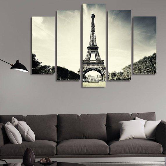 Eiffel Tower Paris France 01 – Nature 5 Panel Wall D�Cor Canvas Wall Art