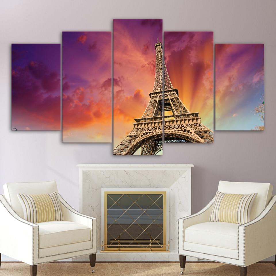 Eiffel Tower Rosy Coulds – Nature Canvas Wall Art