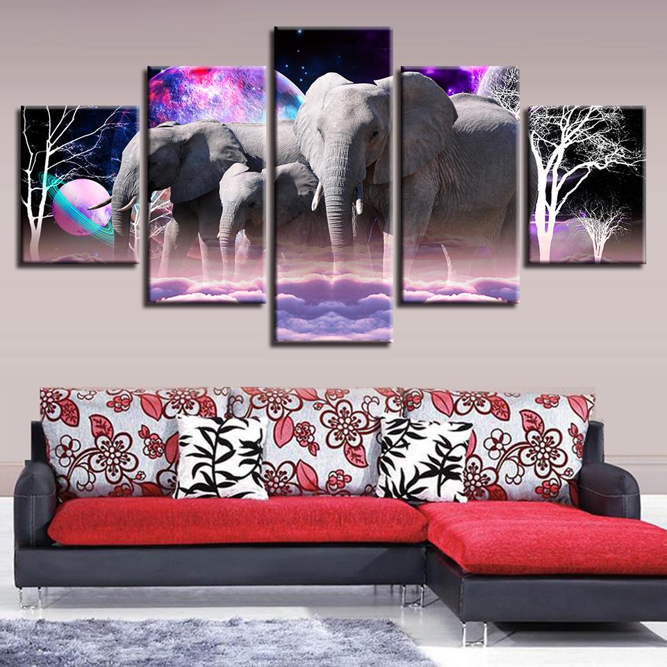 Elephant And Planet – Animal Canvas Wall Art