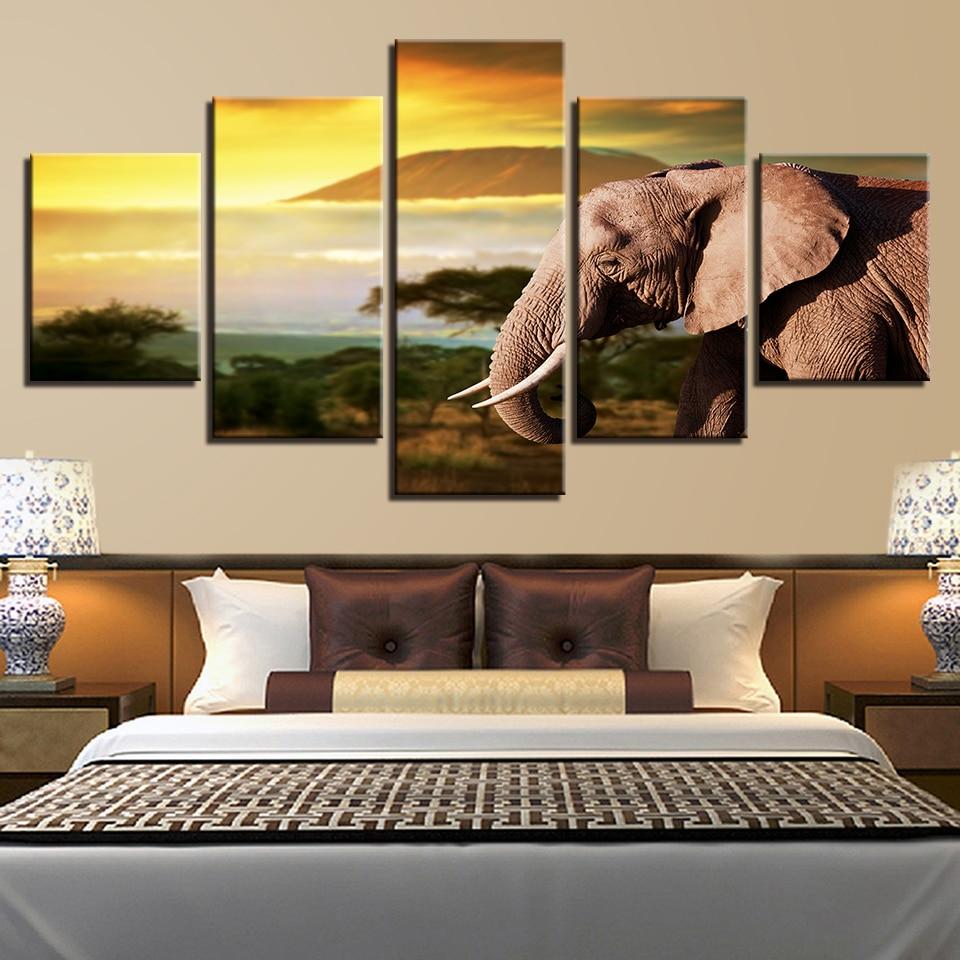 Elephant And Tree Island – Animal Canvas Wall Art
